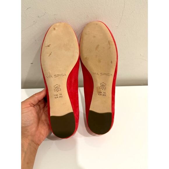 NWOT Via Spiga Slip On Suede Leather Ballet Flats Bright Red Women's Size 7M - Picture 6 of 6